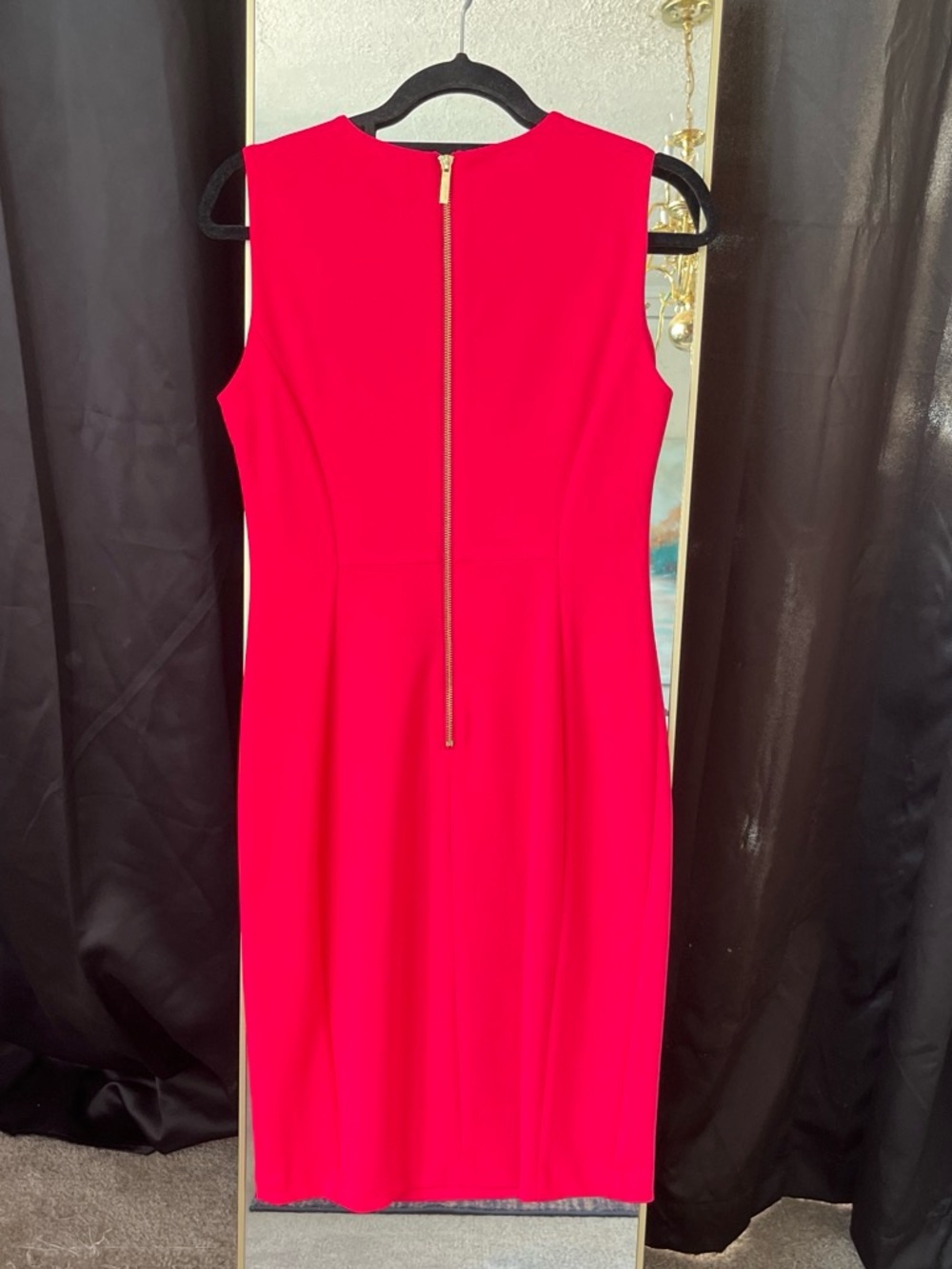 Calvin Klein Fuchsia Sheath Dress with Gold Zip